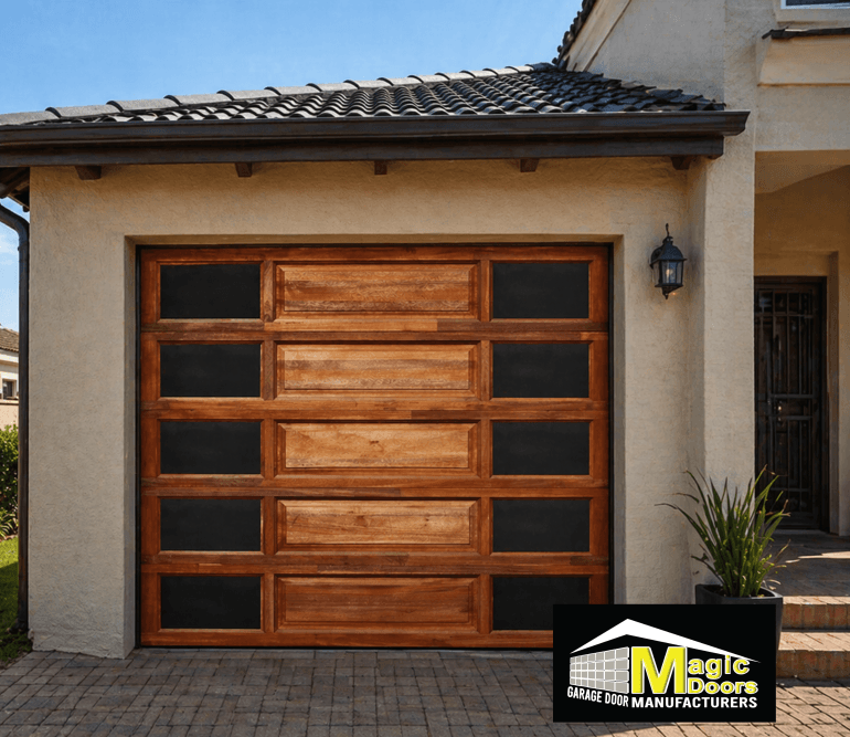 Single opening size: 2440wx2130h – (standard) Single door size: 2500wx2170h – (standard) The rich textures and design versatility of Meranti is increasingly the reason for these doors fast becoming the preferred option for modern homes and a favourite for garage door design in South Africa. Only water-resistant wood glue is used in the laminating process. All wooden doors are dipped in a oil based oil before leaving the factory. ALL PHOTOS SHOW REAL INSTALLATIONS. COLOUR APPEARANCE MAY VARY SLIGHTLY DEPENDING ON LIGHTING CONDITIONS, TIME OF DAY, AND SCREEN SETTINGS.